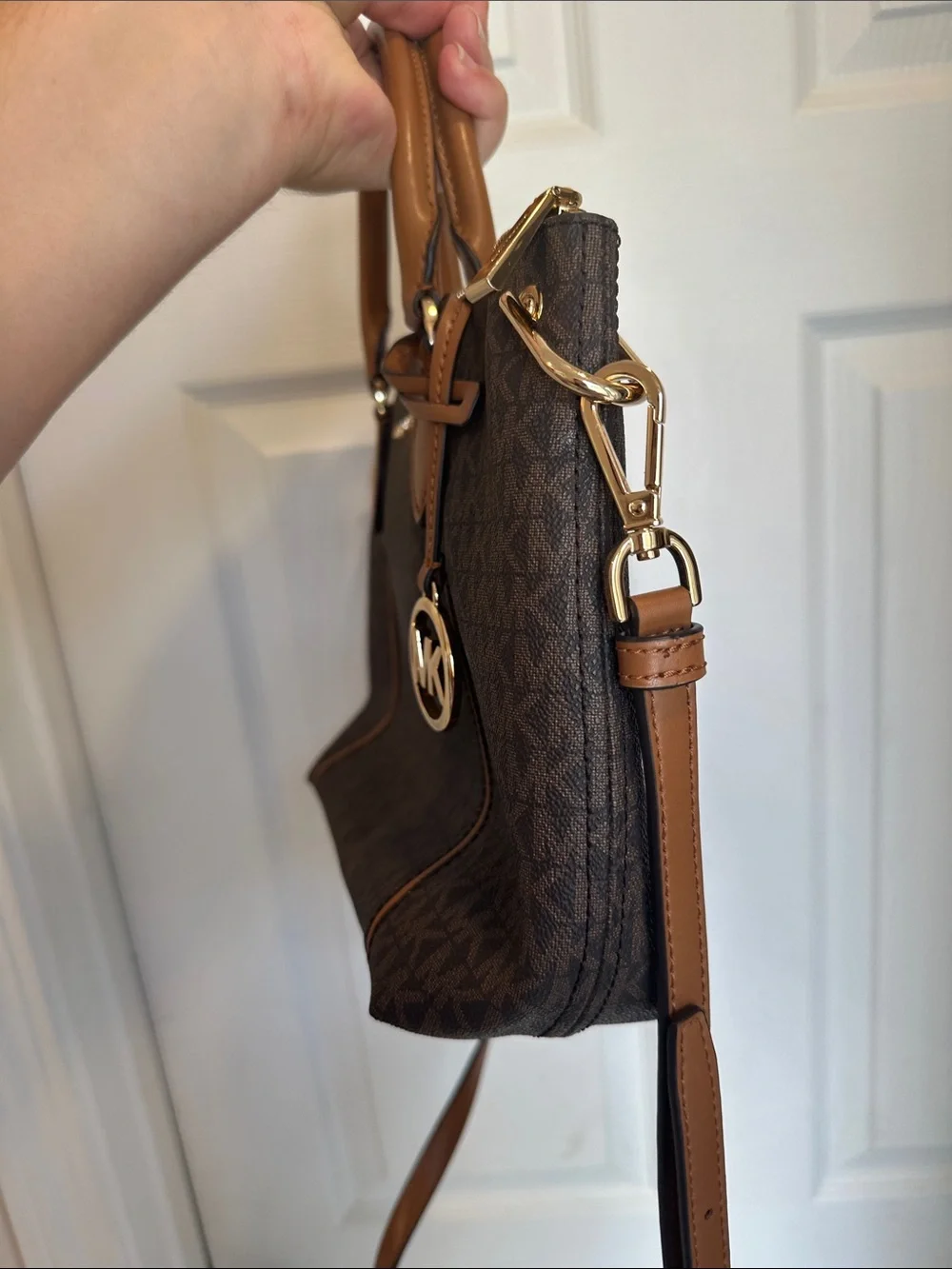Michael Kors Brown Satchel with Tan Accents